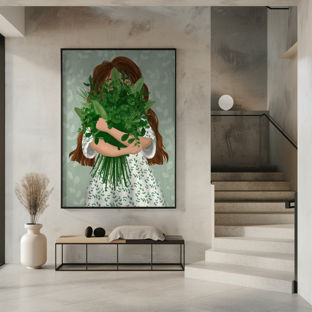 Meisje met boeket | Poster