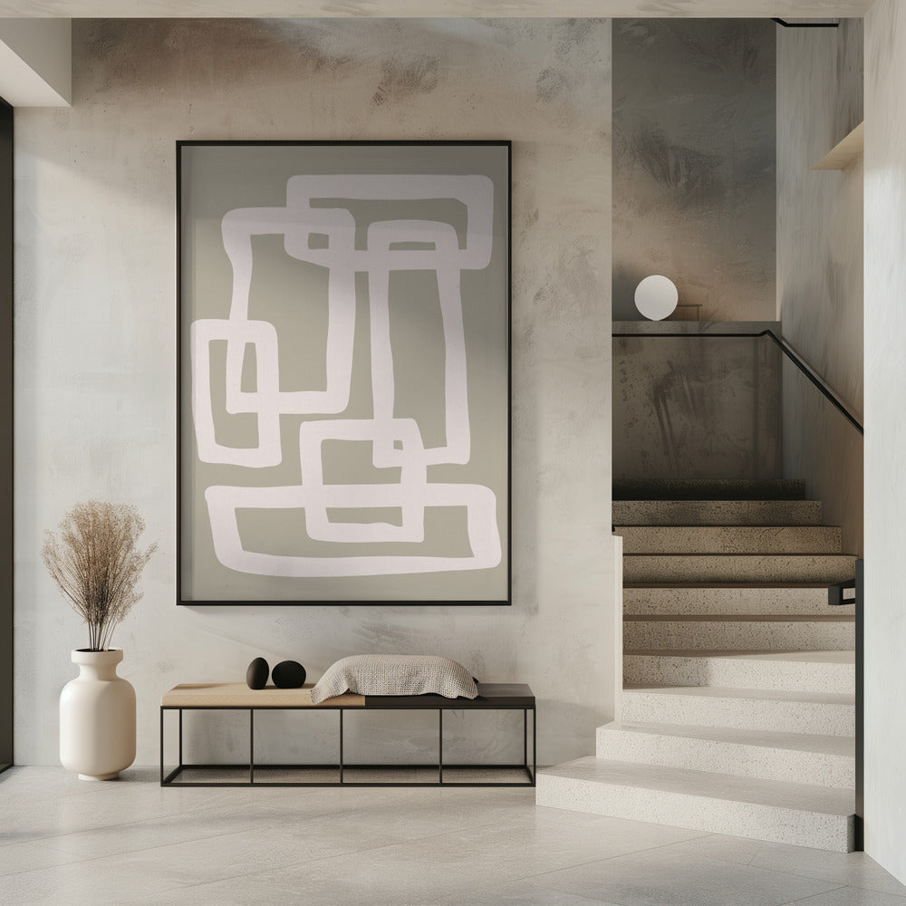 Saliegroene abstracte vormen | Poster