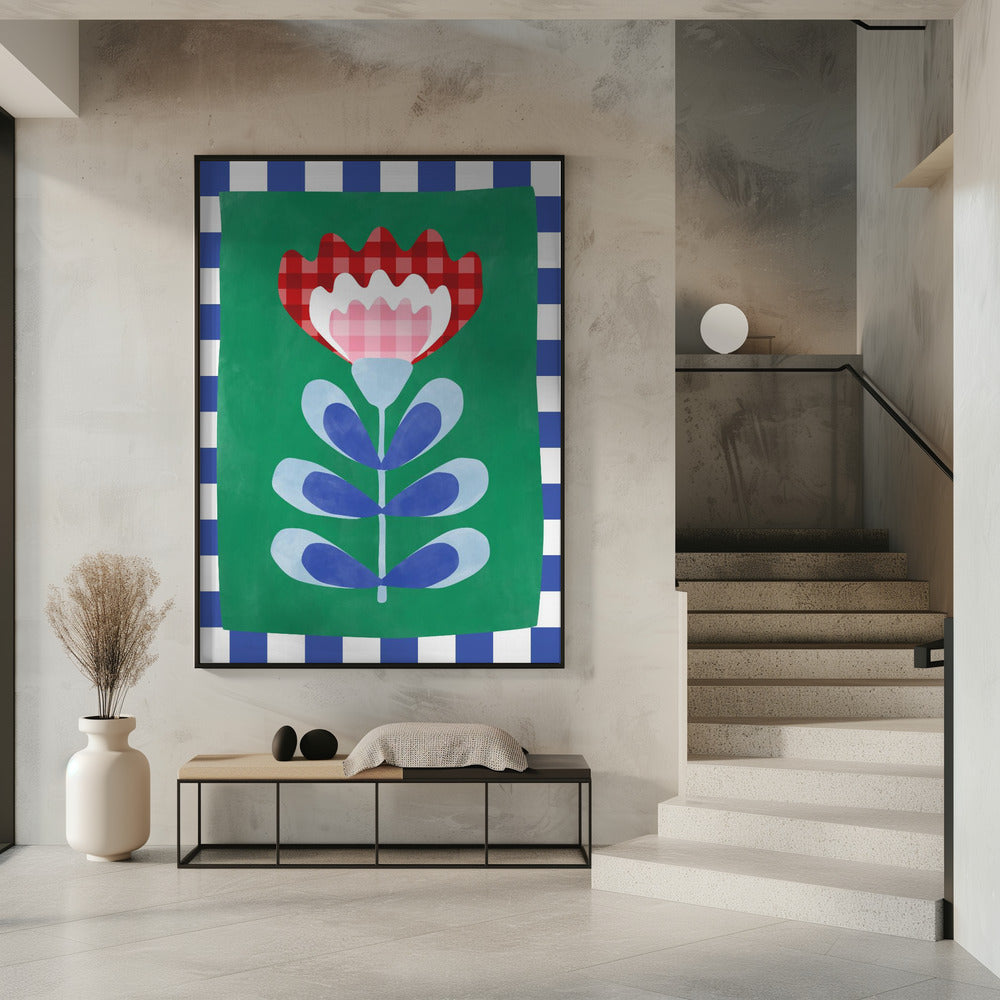 Bloemmotief met opvallende geometrische vormen | Poster