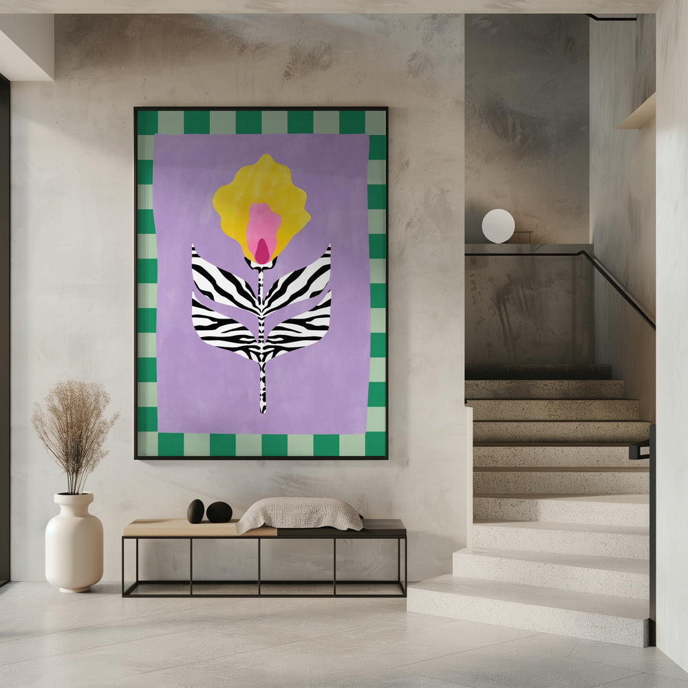 Bloem met zebrapatroonbladeren | Poster