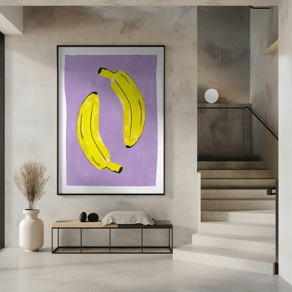 Twee felgele bananen | Poster