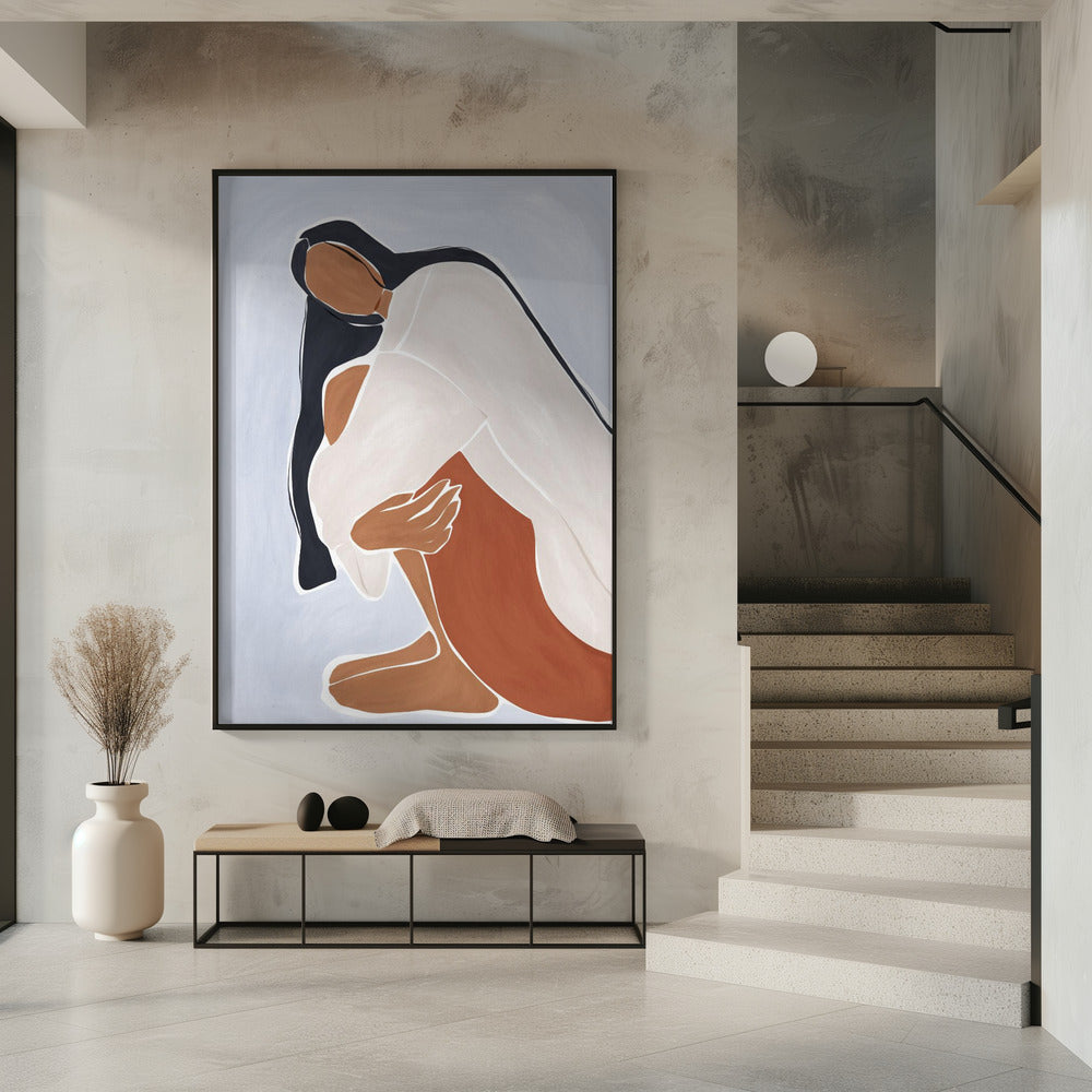 Vrouw die zichzelf omarmt Print door Ivy Green Illustrations | Poster