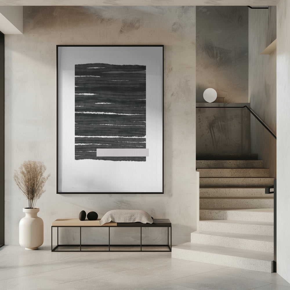 Zwarte horizontale penseelstreken | Poster