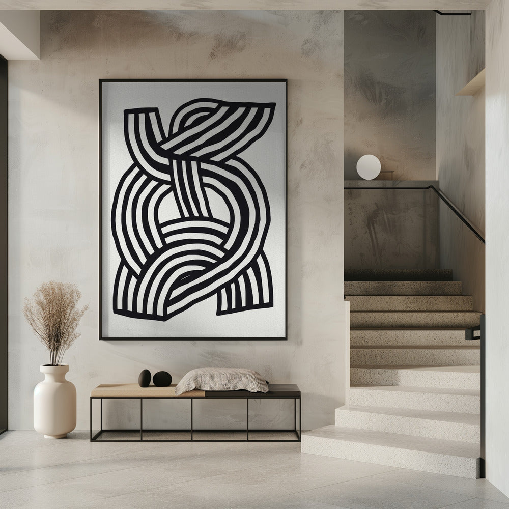 Mid-Century Modern Abstract Lijnkunst Schilderij | Poster