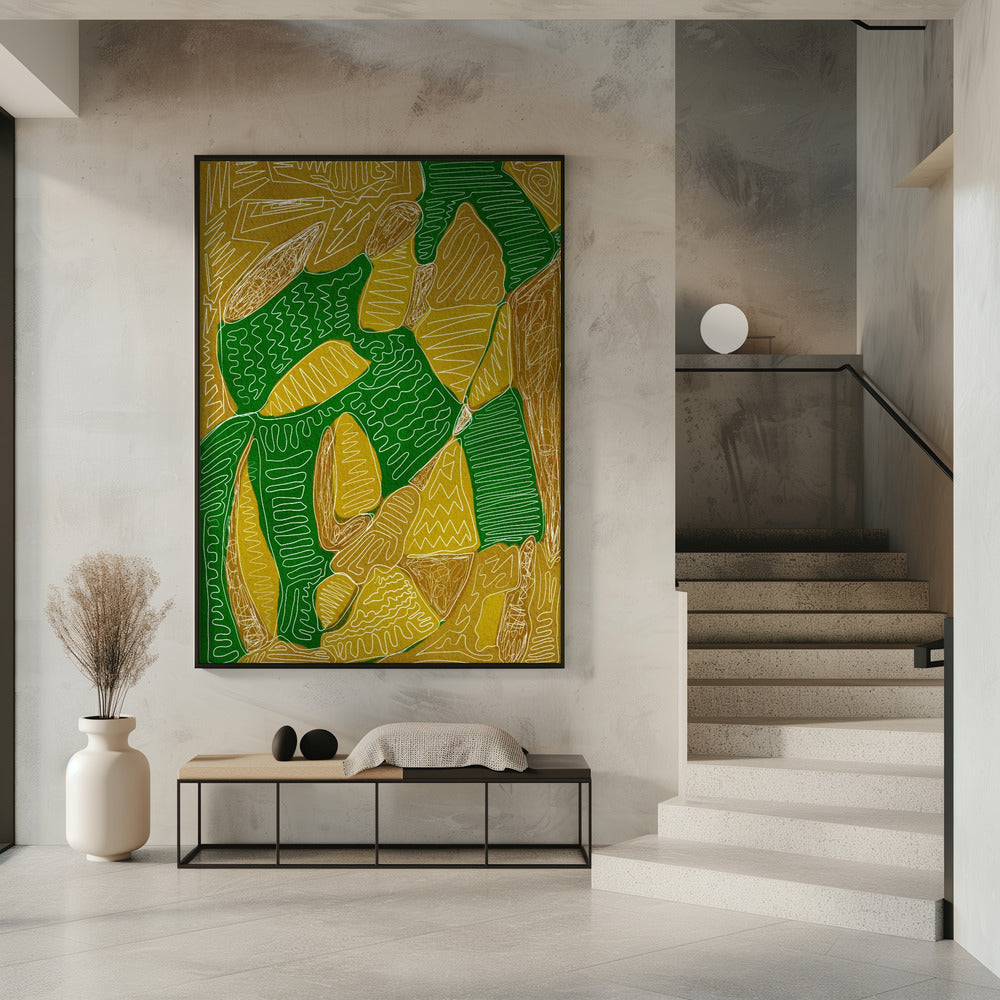 Goud en groen abstract | Poster