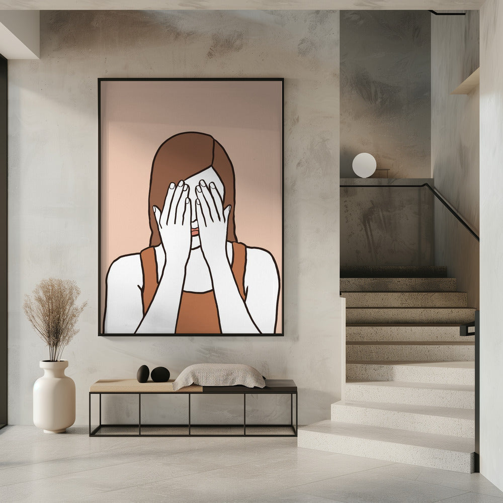 Verlegen vrouw | Poster