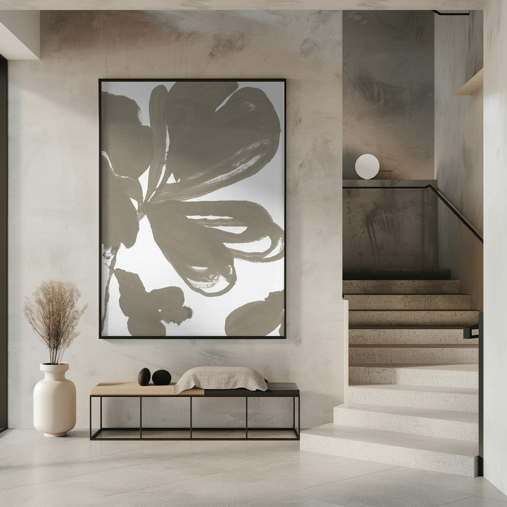 Reuzen Taupe Bloemen 1 | Poster