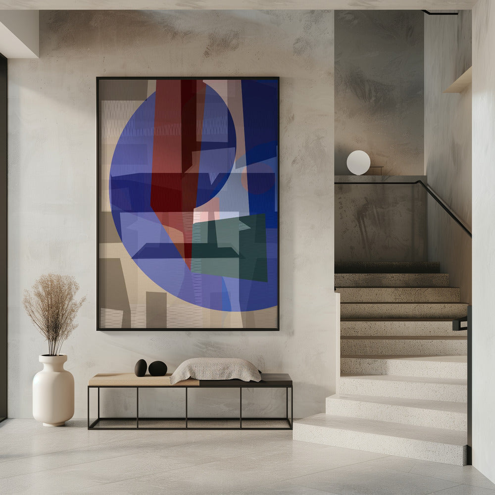 Bruin Blauw Geweven 5 | Poster