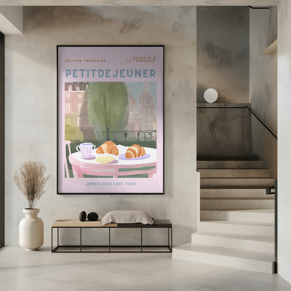 Petit Dejeuner, Croissants, Parijs, Pastell | Poster