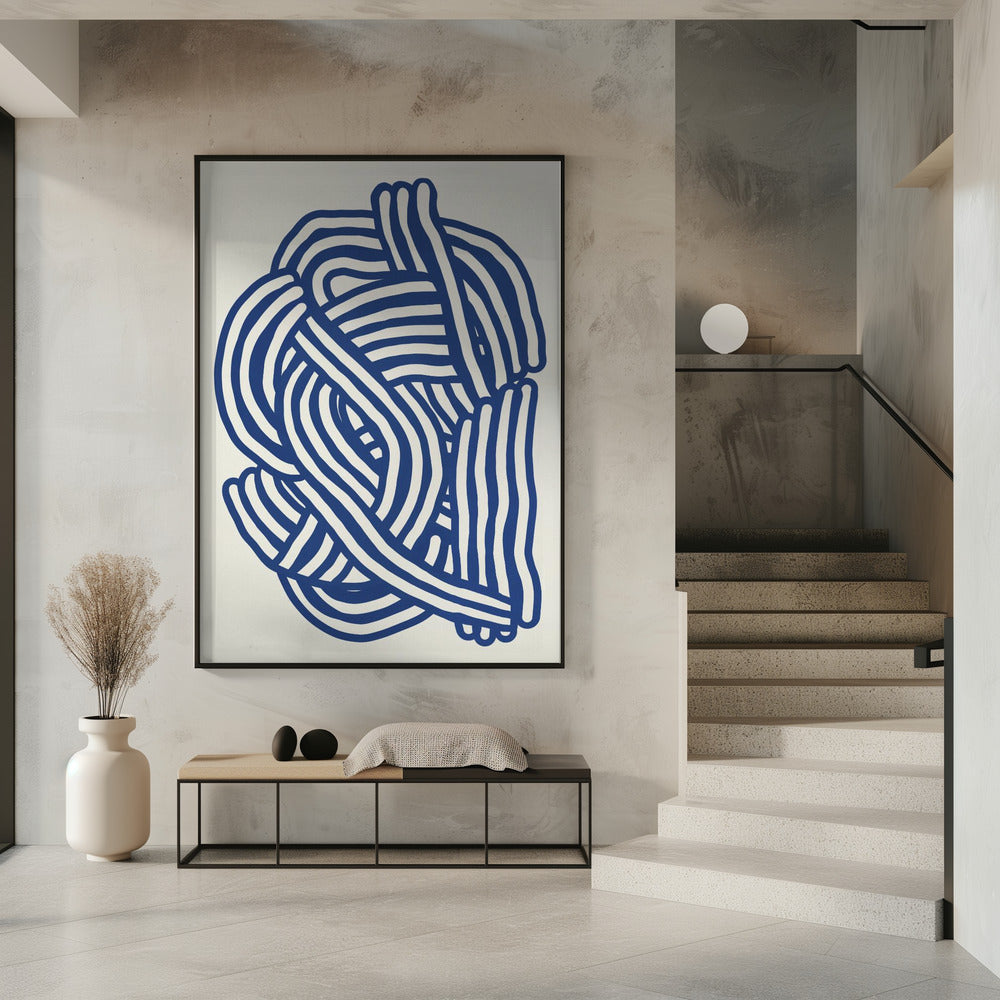 Lijnkunst organische vorm in blauw | Poster
