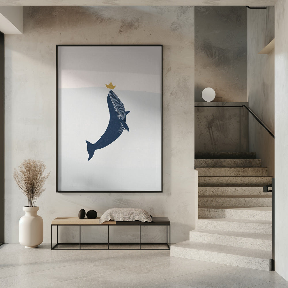 Blauwe vinvis zeilboot | Poster