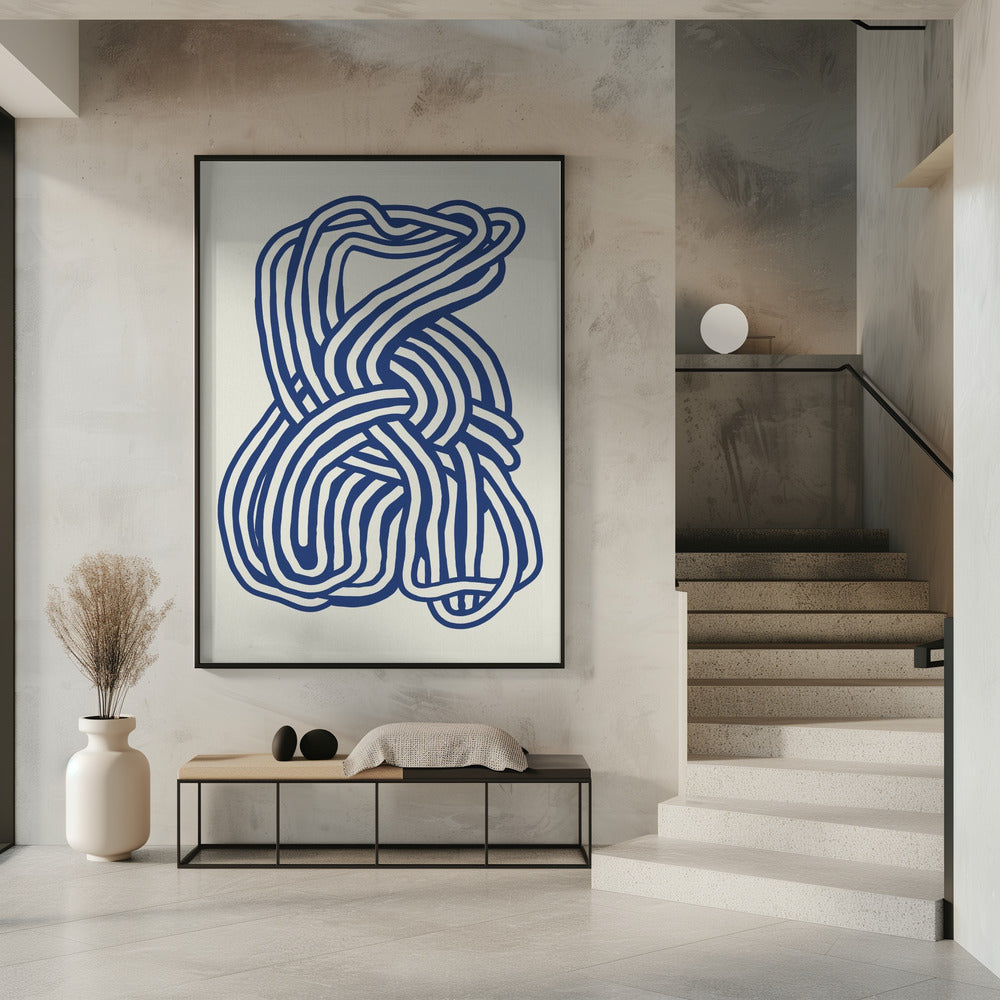 Lijnkunst organische vorm in blauw 02 | Poster