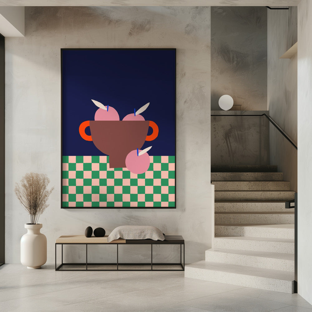 Fruitschaal met roze appels | Poster