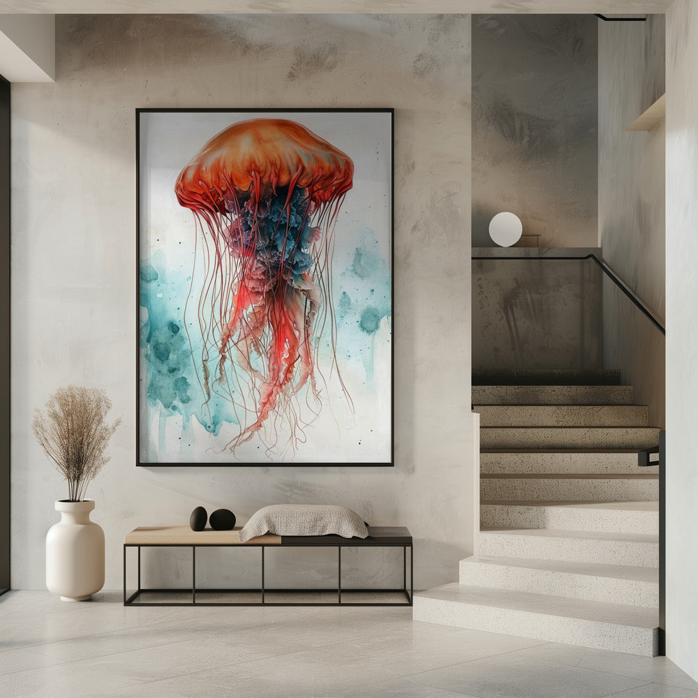 Aquarelkunst van Medusa-zeedieren | Poster