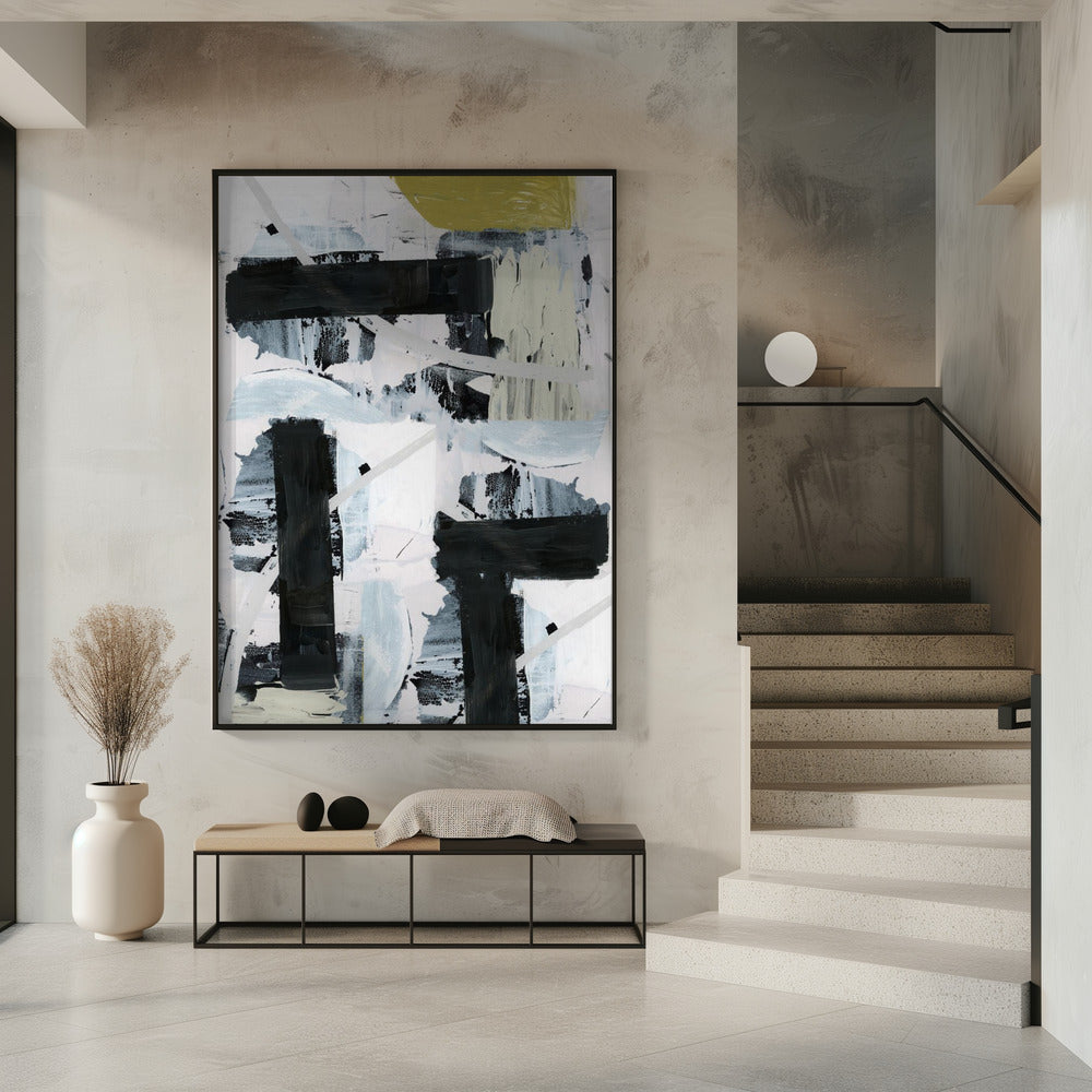 Zwart-wit en goud abstract 1 | Poster