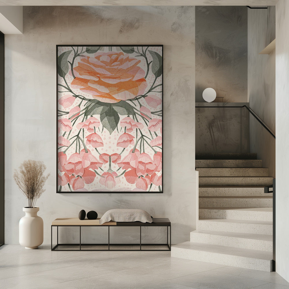 Cascading roze rozen | Poster