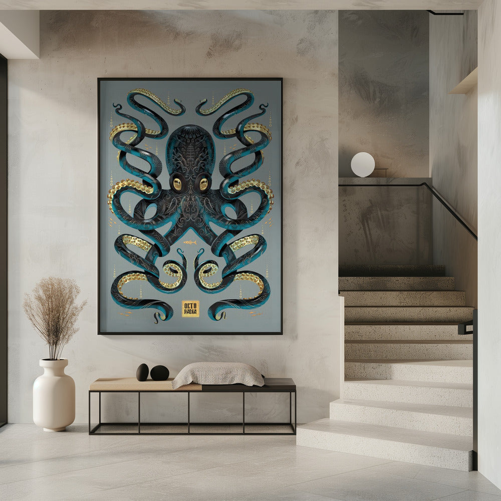 Octopus Zwart & Goud | Poster