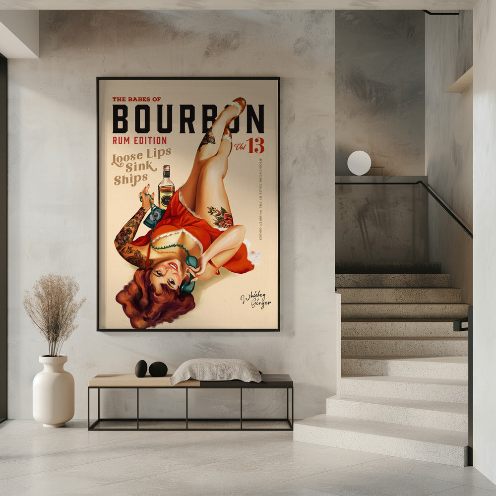 Babes of Bourbon Vol 13 Rum Drinkende Pinup Girl Kunst | Poster