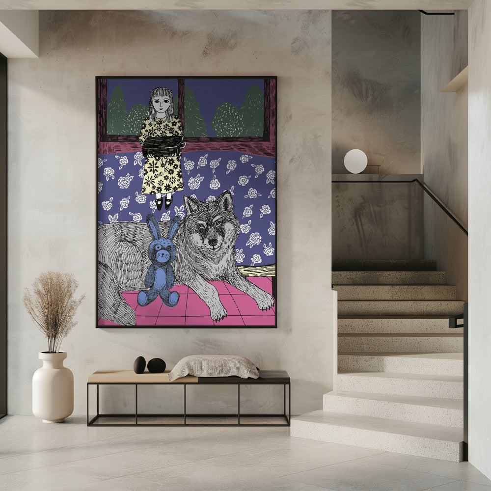 Meisje met wolf | Poster