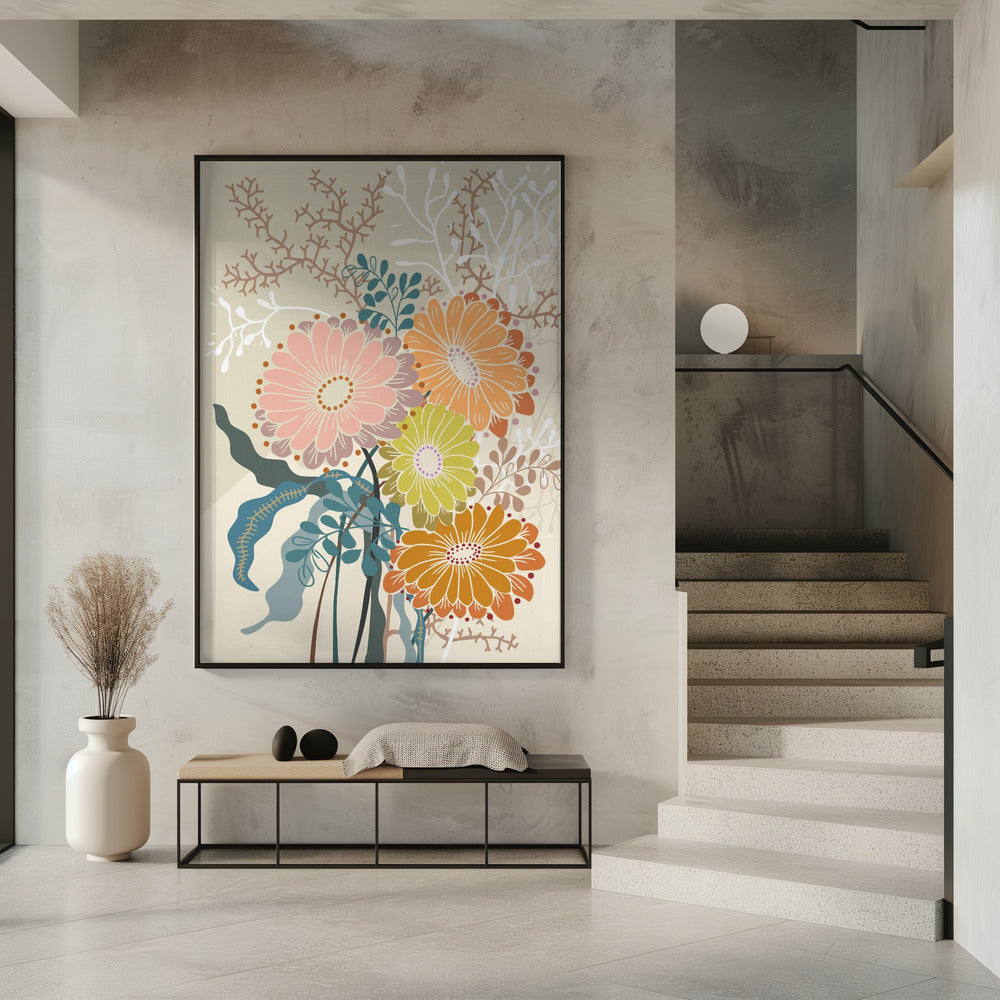 Lentemadeliefjes aardse tinten | Poster