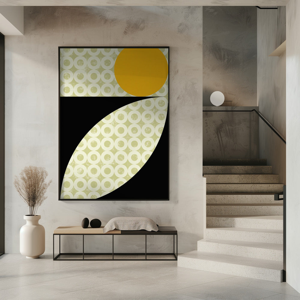 Geometrische vormen met een opvallende gele cirkel | Poster