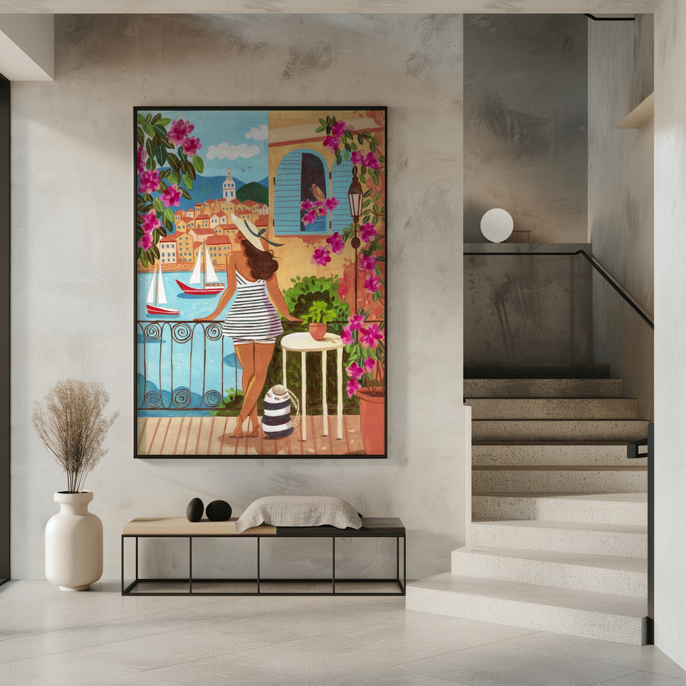 Reisposter vrouw in Saint-Tropez, Frankrijk | Poster