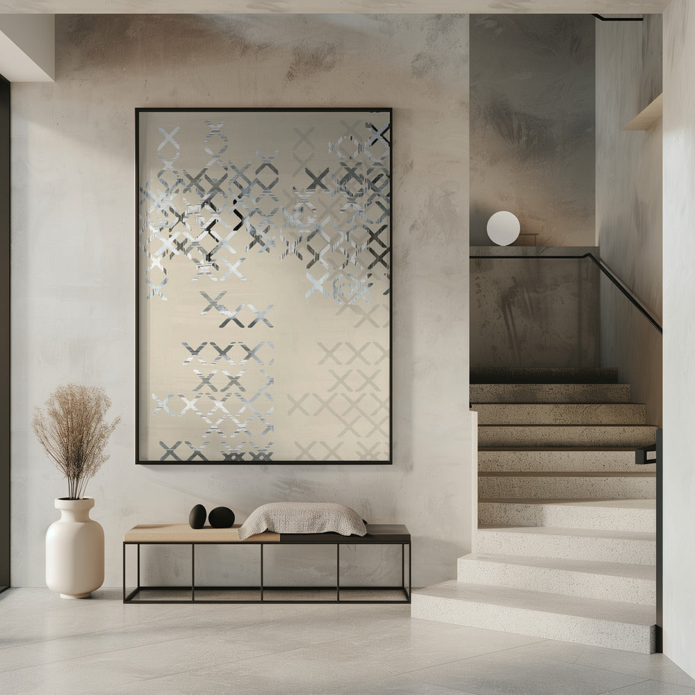 Minimalistische X'en en O'en Zwart-witcompositie 2 | Poster