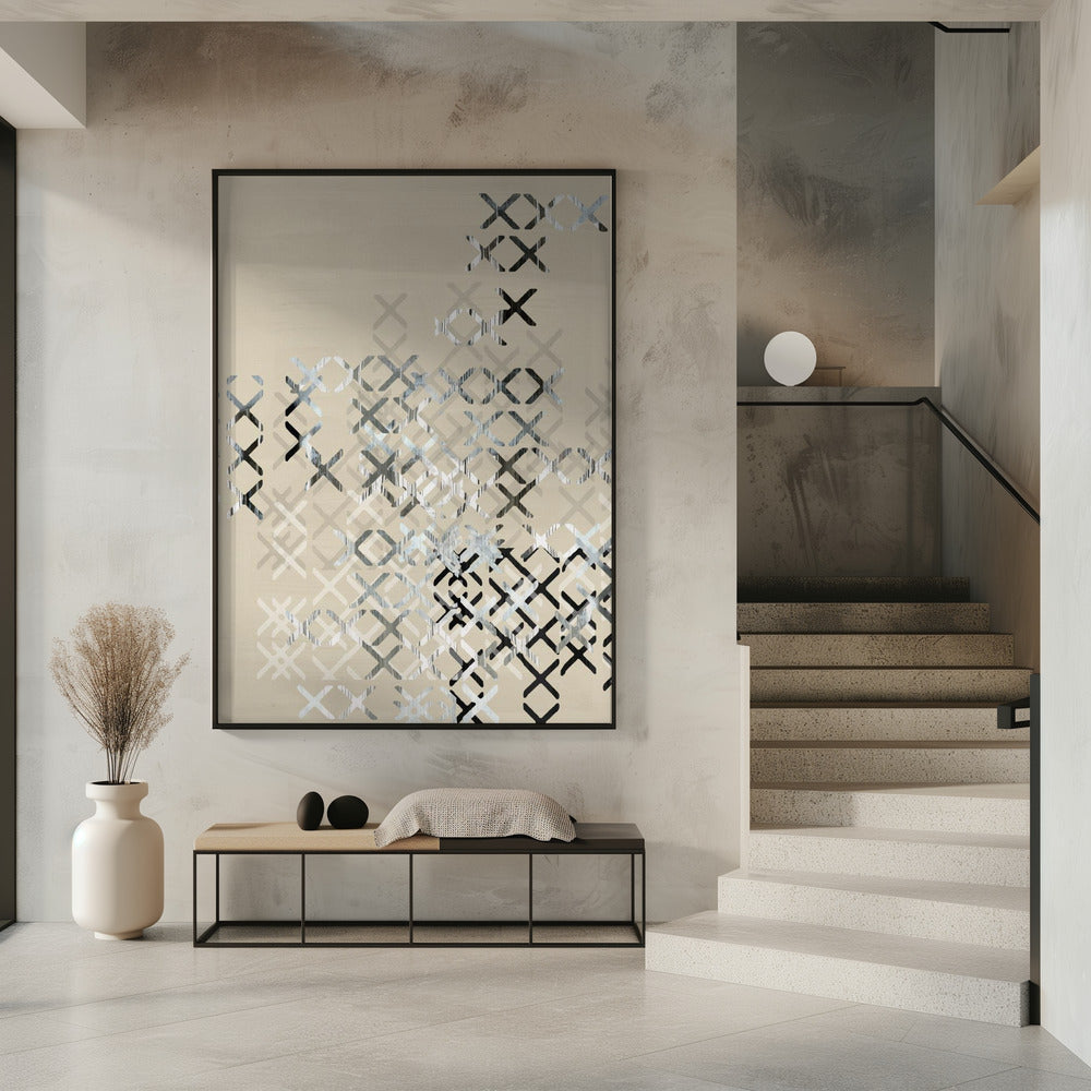 Minimal X Zwart-wit Compositie 3 | Poster