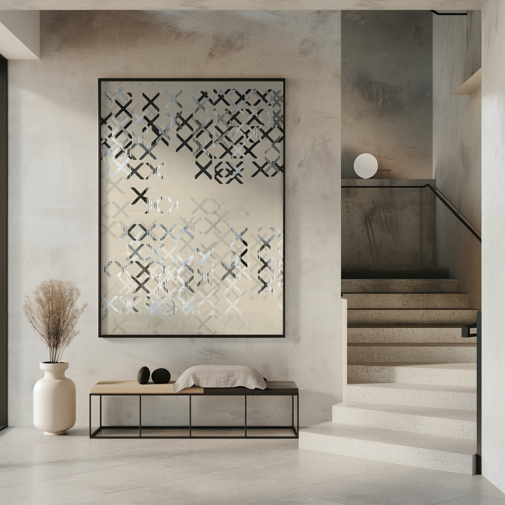 Minimal X Zwart-wit Compositie 4 | Poster
