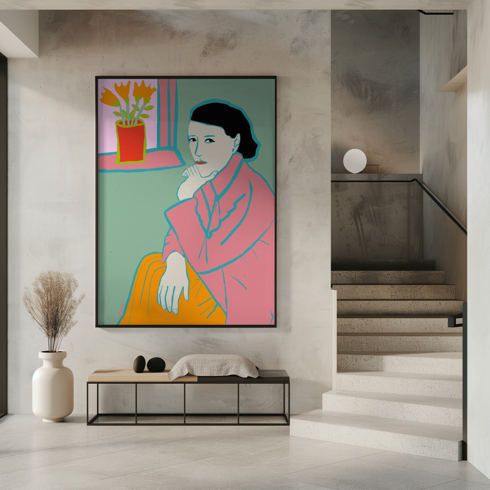 Dame in het roze | Poster