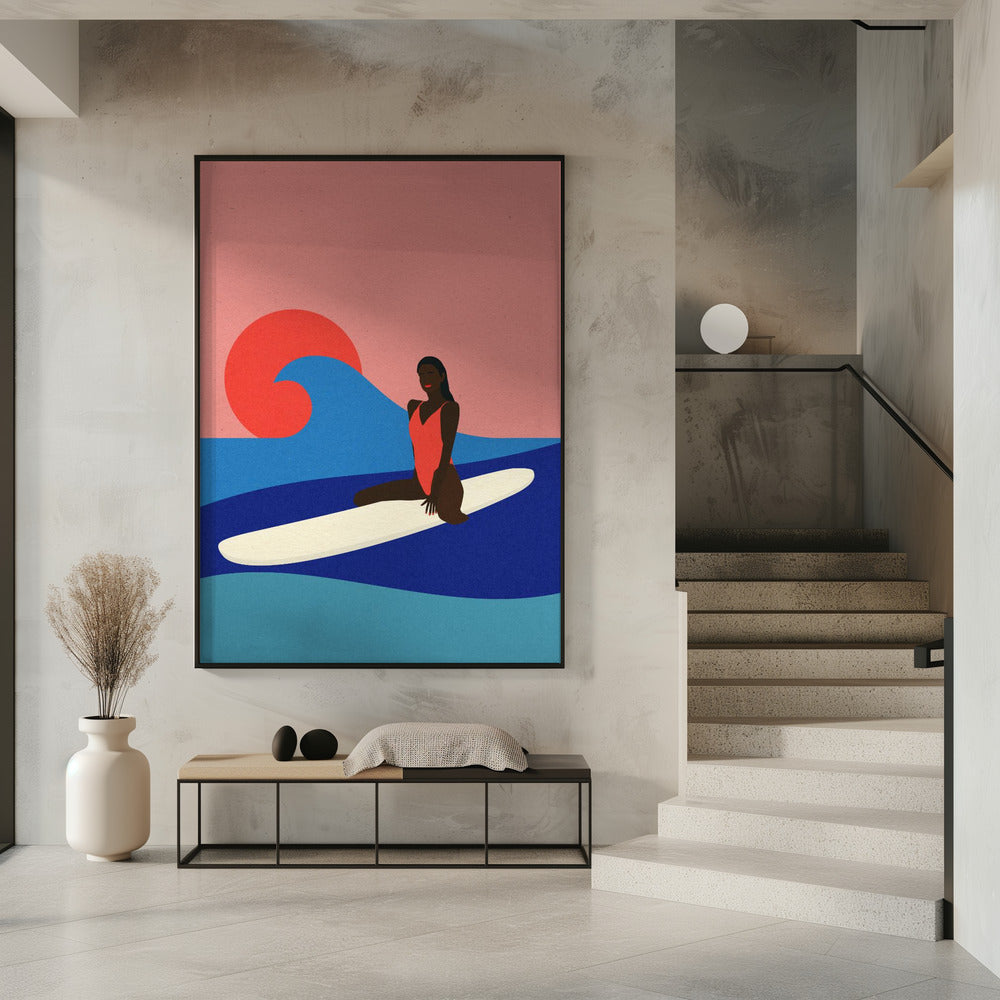 Meisje op een surfplank | Poster