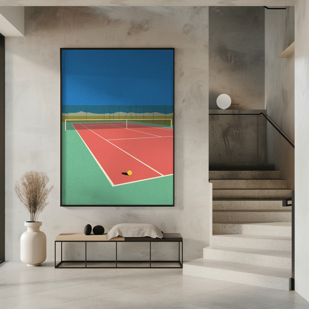 Tennisbaan in de woestijn | Poster