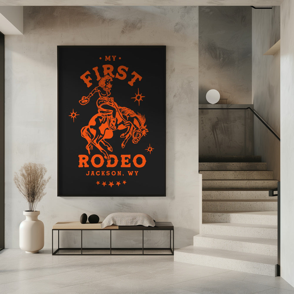 Mijn eerste rodeo Jackson Wyoming paardrijdcowgirl | Poster