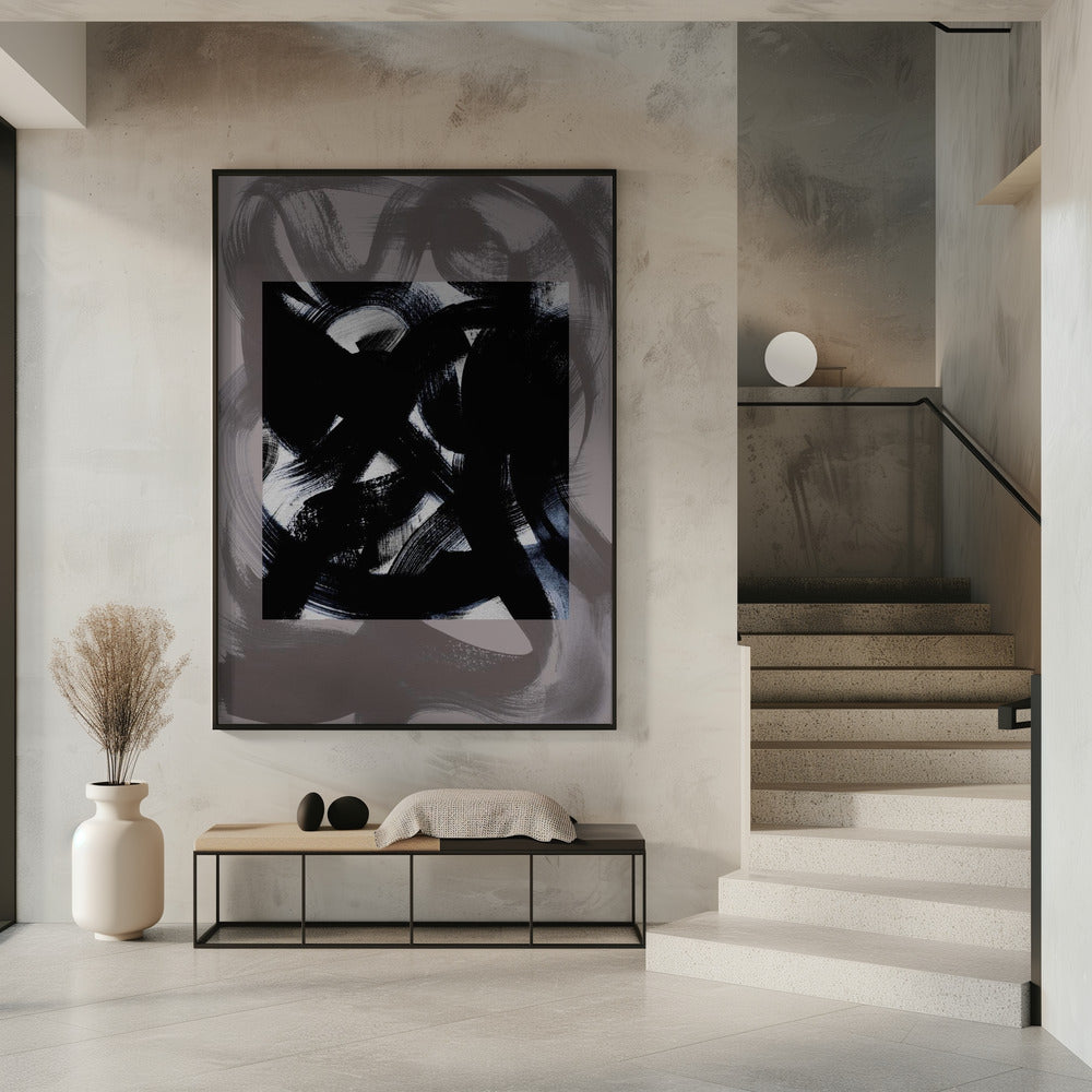 Abstracte penseelstreken 164Y | Poster