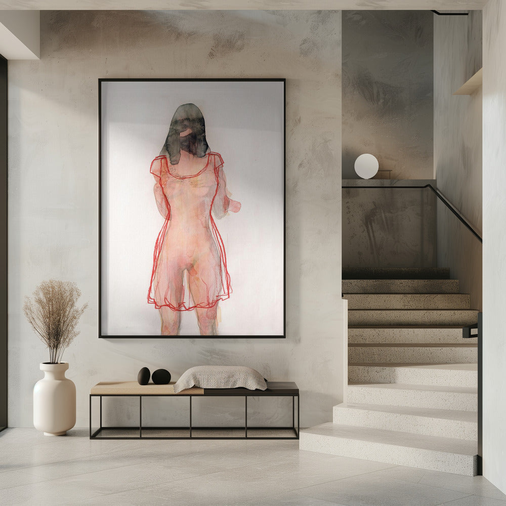 Figuurstudie (rode jurk) | Poster