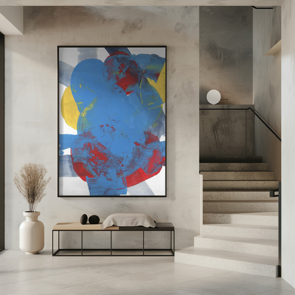 Abstracte Blauwe Rode Gele Vormen 2 | Poster