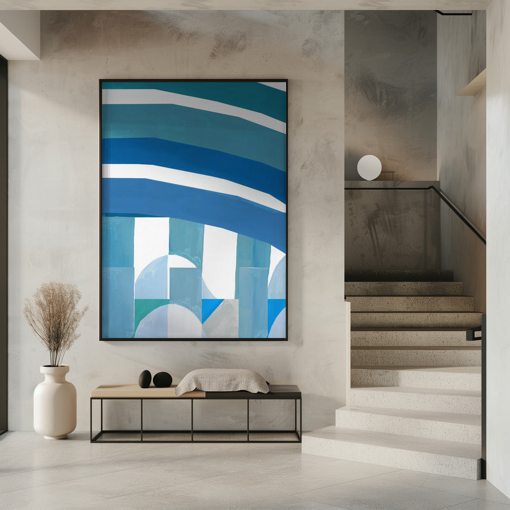 Blauwe Franse Strepen 3 | Poster