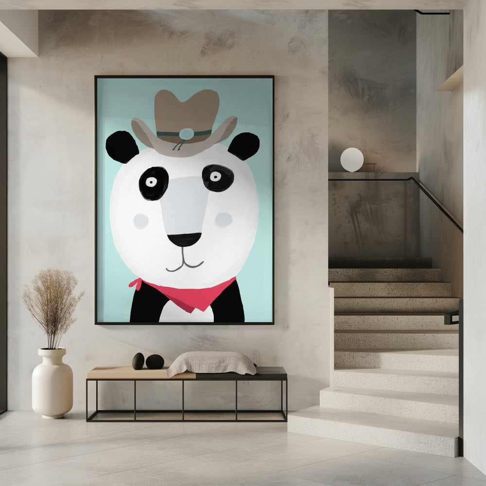 Grappige panda met cowboyhoed van kunstenaar Carla Daly | Poster
