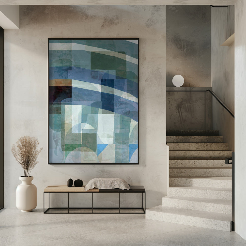 Abstracte blauwe en neutrale vormen 1 | Poster