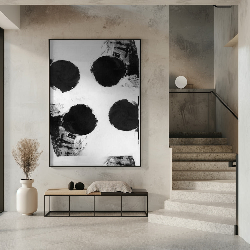 Zwart-witte abstracte stippen 7 | Poster