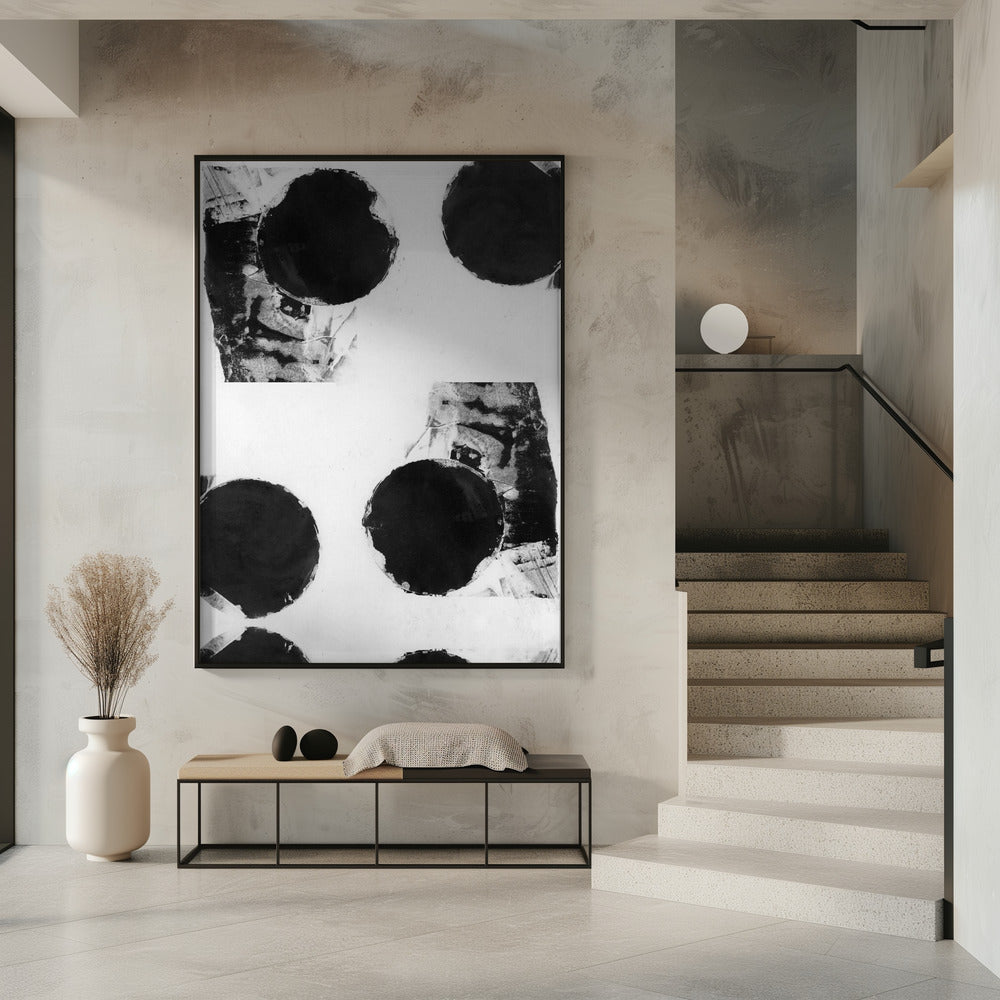 Zwart-witte abstracte stippen 8 | Poster