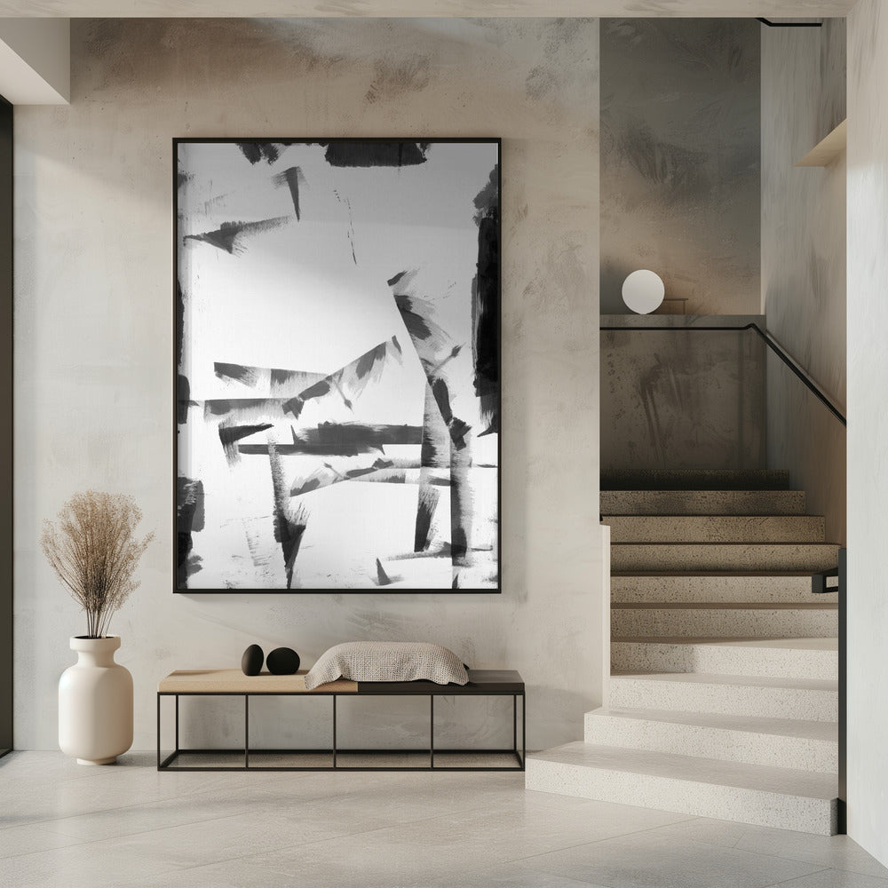 Minimaal zwart-wit abstract 4 | Poster