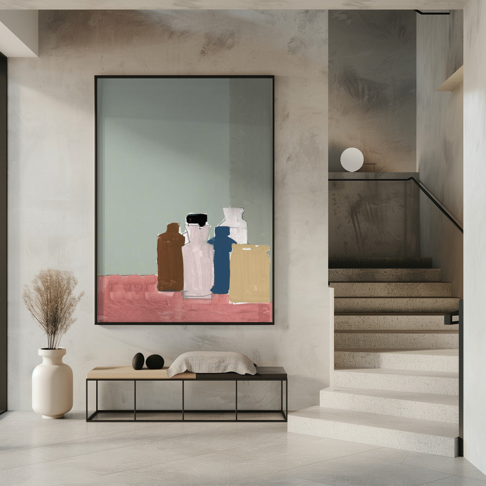 Vintage kleipotten op tafel 1 | Poster
