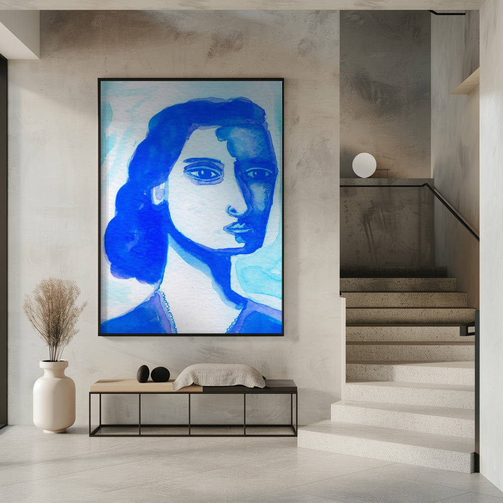 De diepe denker blauw | Poster
