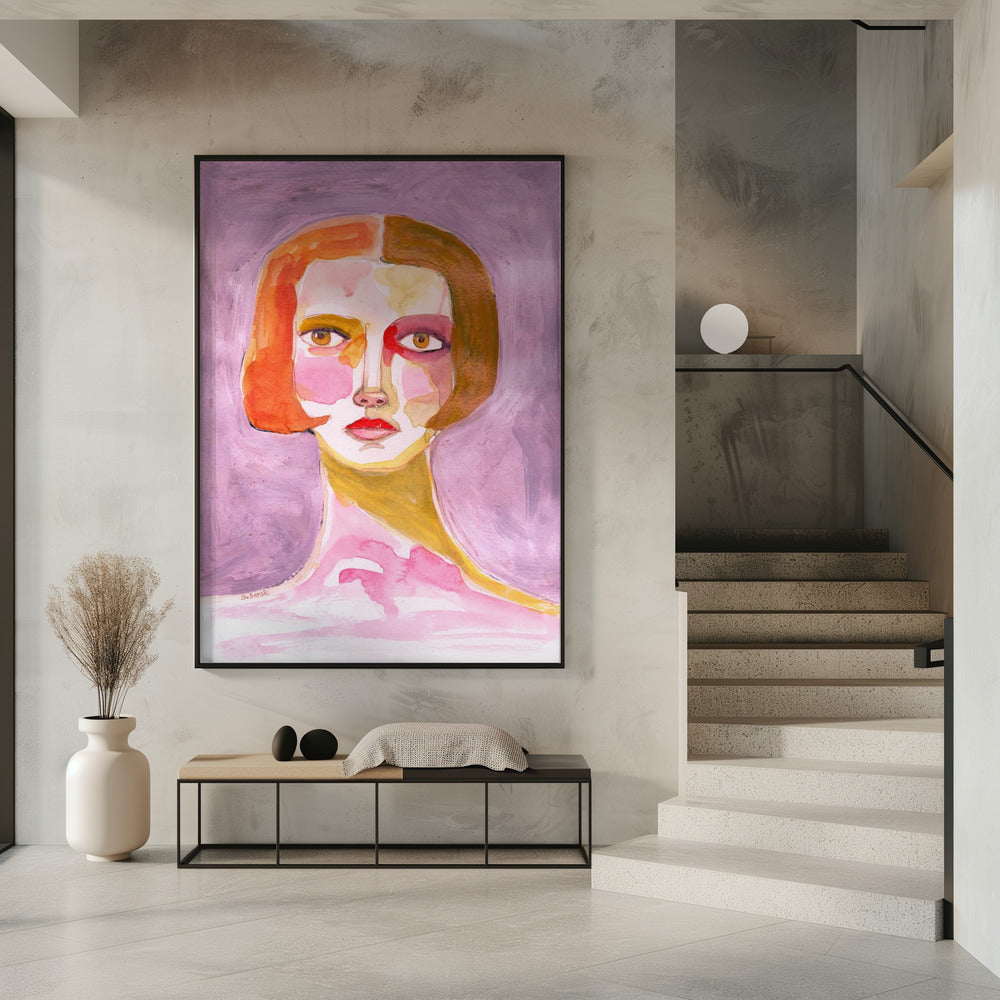 Dame met bobkapsel Mauve Lila | Poster