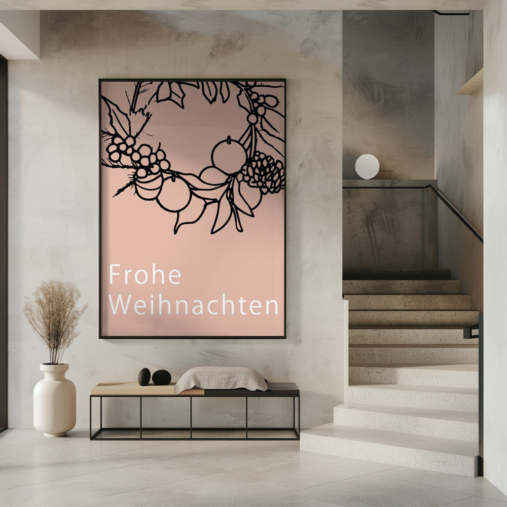 Bogen en kerstballen: Frohe Weihnachten Kerstmis | Poster