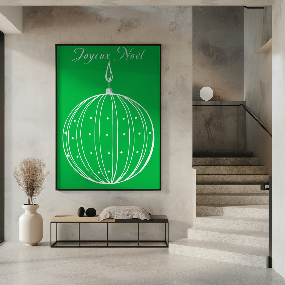 Bogen en kerstballen: Joyeux Noël Kerstmis | Poster