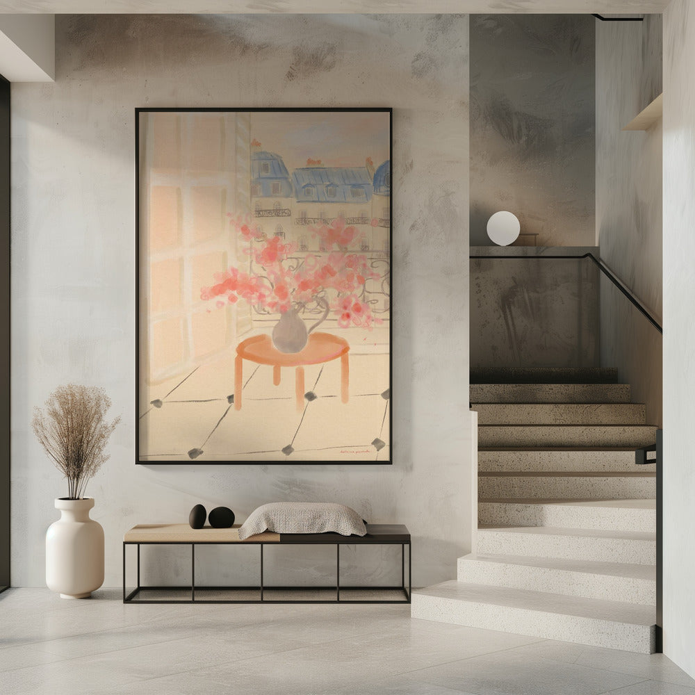 Kersenbloesems in een Parijs appartement | Poster