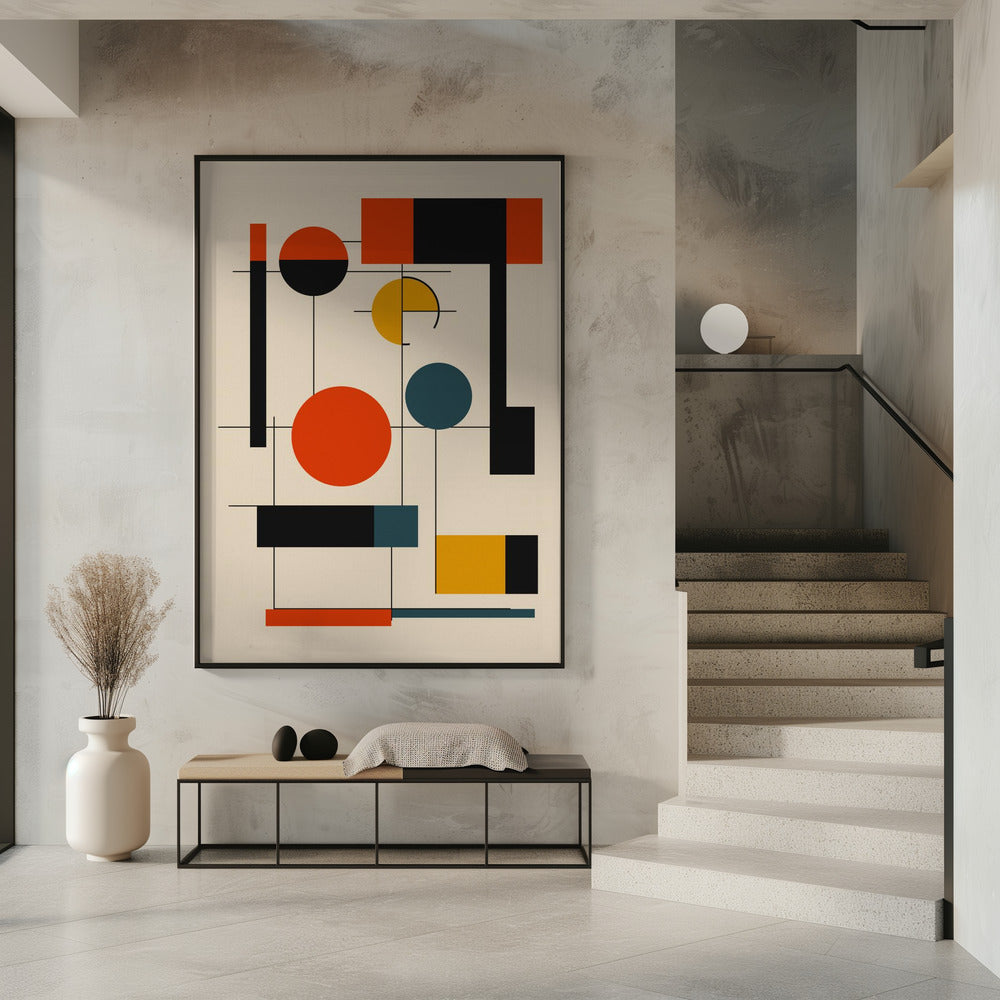 Geometrische vormen en een uitgebalanceerd kleurenpaletGeometrische harmonie | Poster