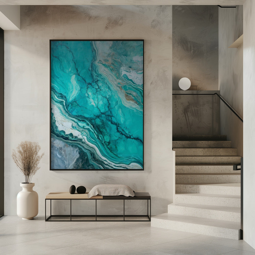 Abstracte patronen met wervelende turquoise | Poster
